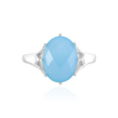 Anillo en plata con Calcedonia azul