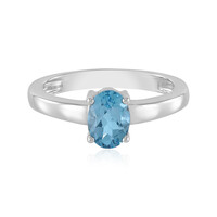 Anillo en plata con Topacio azul suizo