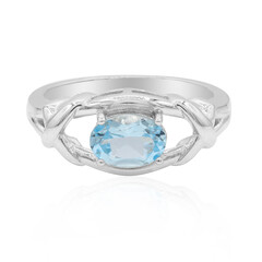 Anillo en plata con Topacio azul cielo