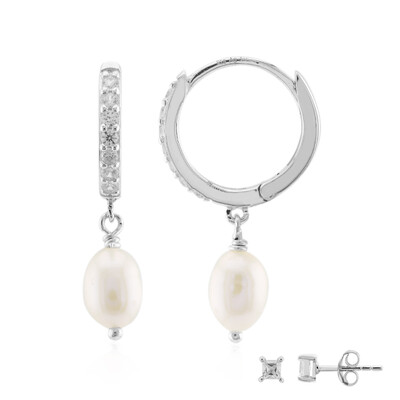 Pendientes en plata con Perla blanca Freshwater