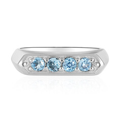 Anillo en plata con Topacio azul suizo