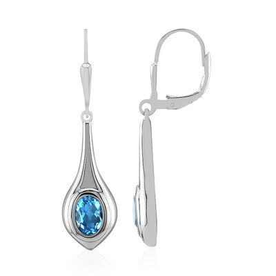 Pendientes en plata con Topacio azul suizo