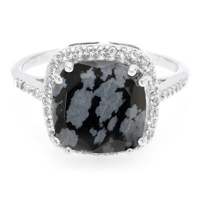 Anillo en plata con Obsidiana Copo de Nieve