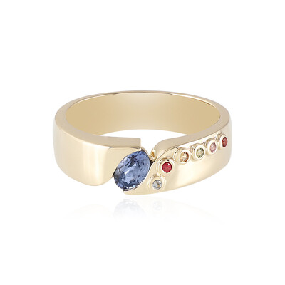 Anillo en oro con Zafiro azul Ceylon (Adela Gold)