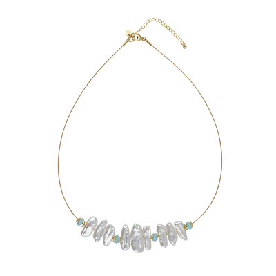 Collar en acero inoxidable con Perla blanca Freshwater