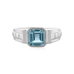 Anillo en plata con Topacio azul cielo