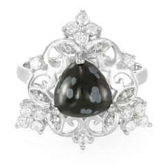 Anillo en plata con Obsidiana Copo de Nieve