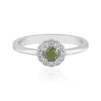 Anillo en plata con Zircón verde Ceylon