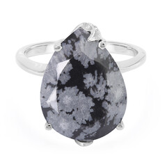 Anillo en plata con Obsidiana Copo de Nieve