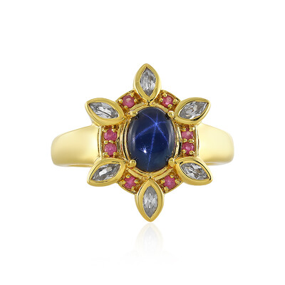 Anillo en plata con Zafiro estrella azul