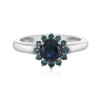 Anillo en plata con Zafiro estrella azul