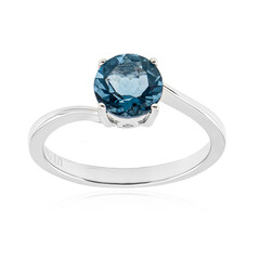 Anillo en plata con Fluorita azul petróleo