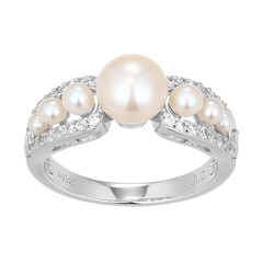 Anillo en plata con Perla blanca Freshwater