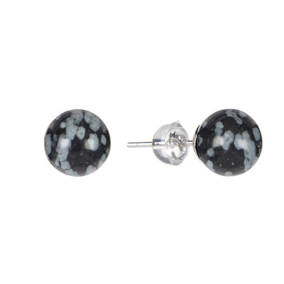 Pendientes en plata con Obsidiana Copo de Nieve