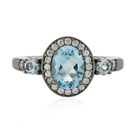 Anillo en plata con Topacio azul cielo