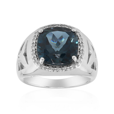 Anillo en plata con Topacio azul de Londres