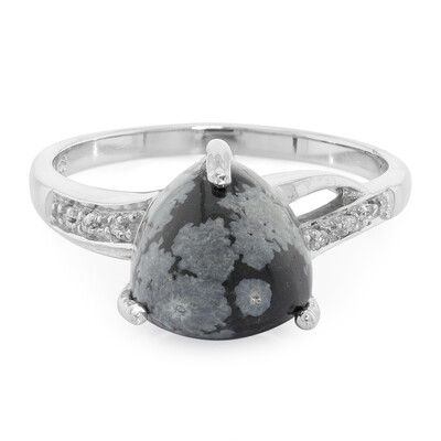 Anillo en plata con Obsidiana Copo de Nieve