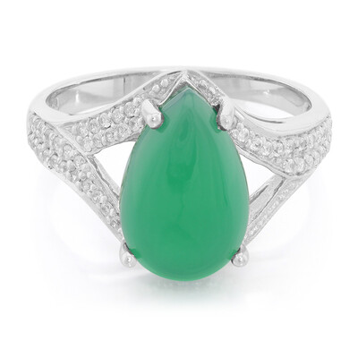 Anillo en plata con Calcedonia verde