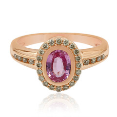 Anillo en oro con Zafiro rosado