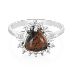 Anillo en plata con Obsidiana caoba