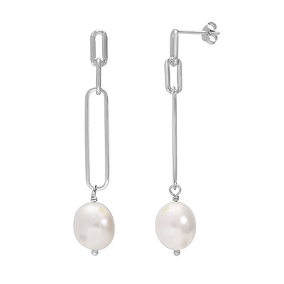 Pendientes en plata con Perla blanca Freshwater