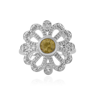 Anillo en plata con Zircón amarillo