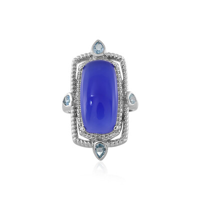 Anillo en plata con Calcedonia azul