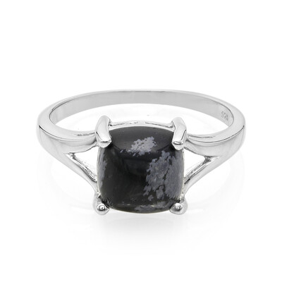 Anillo en plata con Obsidiana Copo de Nieve