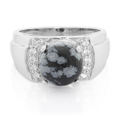 Anillo de hombre en plata con Obsidiana Copo de Nieve