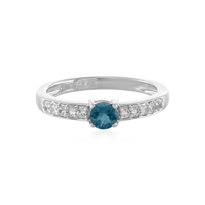 Anillo en plata con Topacio azul de Londres