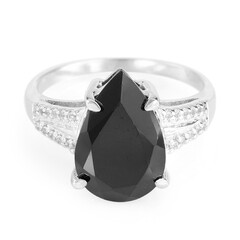 Anillo en plata con Espinela negra