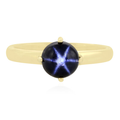 Anillo en oro con Zafiro estrella azul