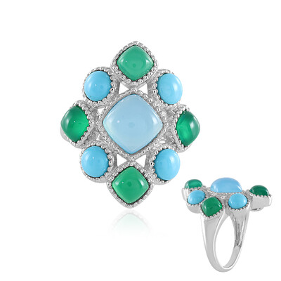 Anillo en plata con Calcedonia azul