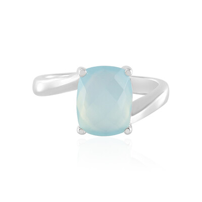 Anillo en plata con Calcedonia azul