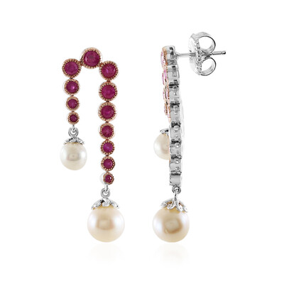 Pendientes en plata con Perla beige Freshwater (Gems en Vogue)