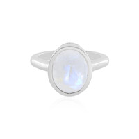 Anillo en plata con Piedra de Luna arcoíris