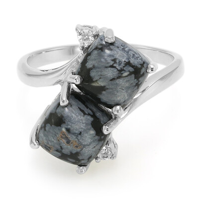 Anillo en plata con Obsidiana Copo de Nieve