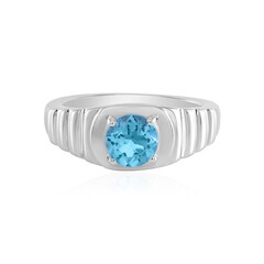 Anillo en plata con Topacio azul suizo