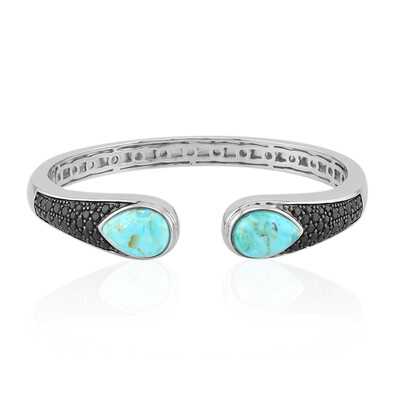 Brazalete en plata con Turquesa azul del Mohave Kingman