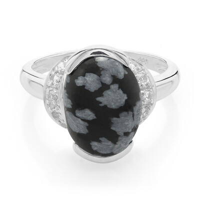 Anillo en plata con Obsidiana Copo de Nieve