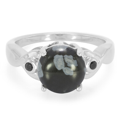 Anillo en plata con Obsidiana Copo de Nieve