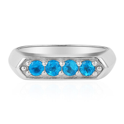 Anillo en plata con Apatita azul neón