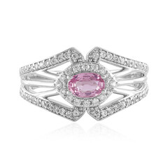 Anillo en plata con Zafiro Ceylon rosa sin calentar