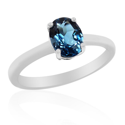 Anillo en plata con Topacio azul de Londres