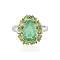 Anillo en plata con Fluorita verde