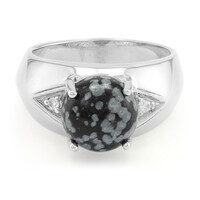 Anillo de hombre en plata con Obsidiana Copo de Nieve