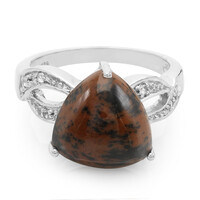 Anillo en plata con Obsidiana caoba