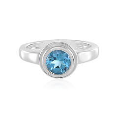 Anillo en plata con Topacio azul suizo