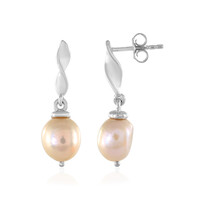 Pendientes en plata con Perla durazno Freshwater