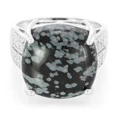 Anillo en plata con Obsidiana Copo de Nieve